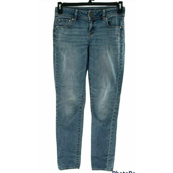 American Eagle Outfitters Womens Blue Stretch Skinny Leg Denim Jeans Size 2 - Picture 1 of 7